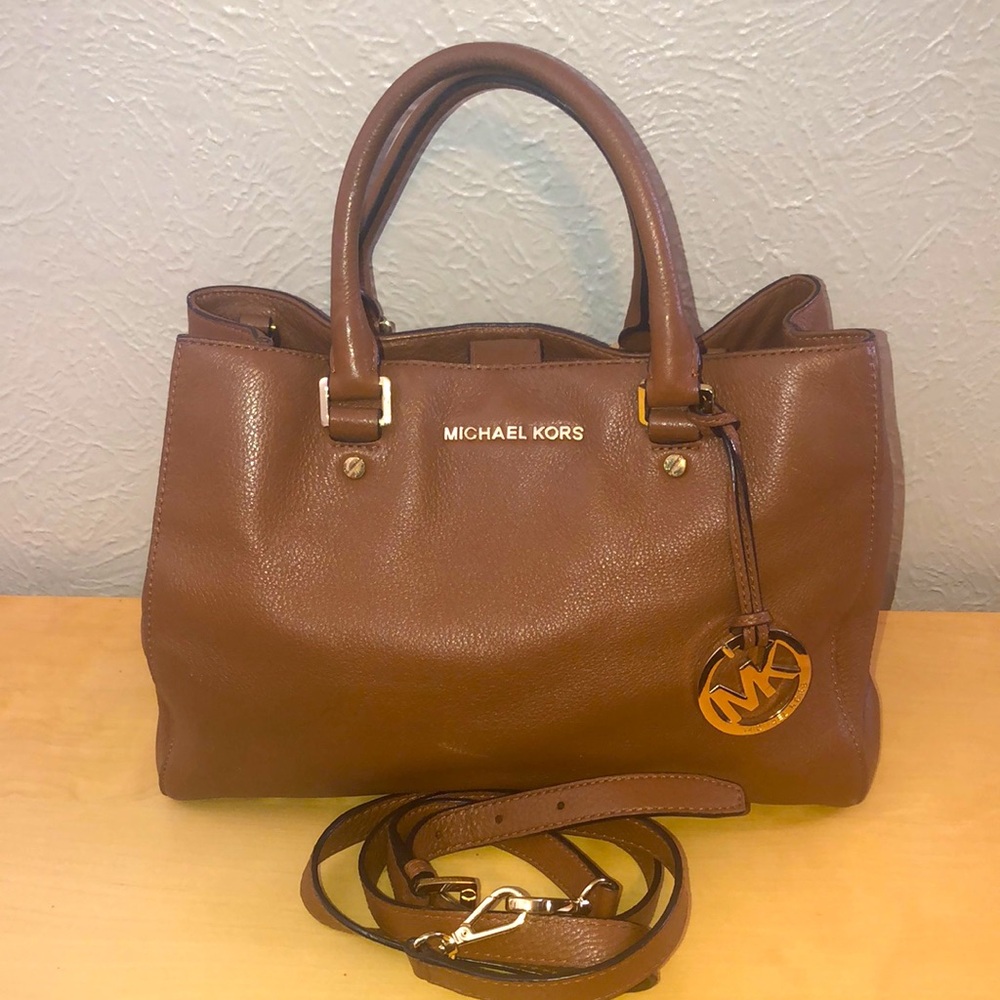 EUC - Michael Kors Brown Leather Satchel with Structured Design